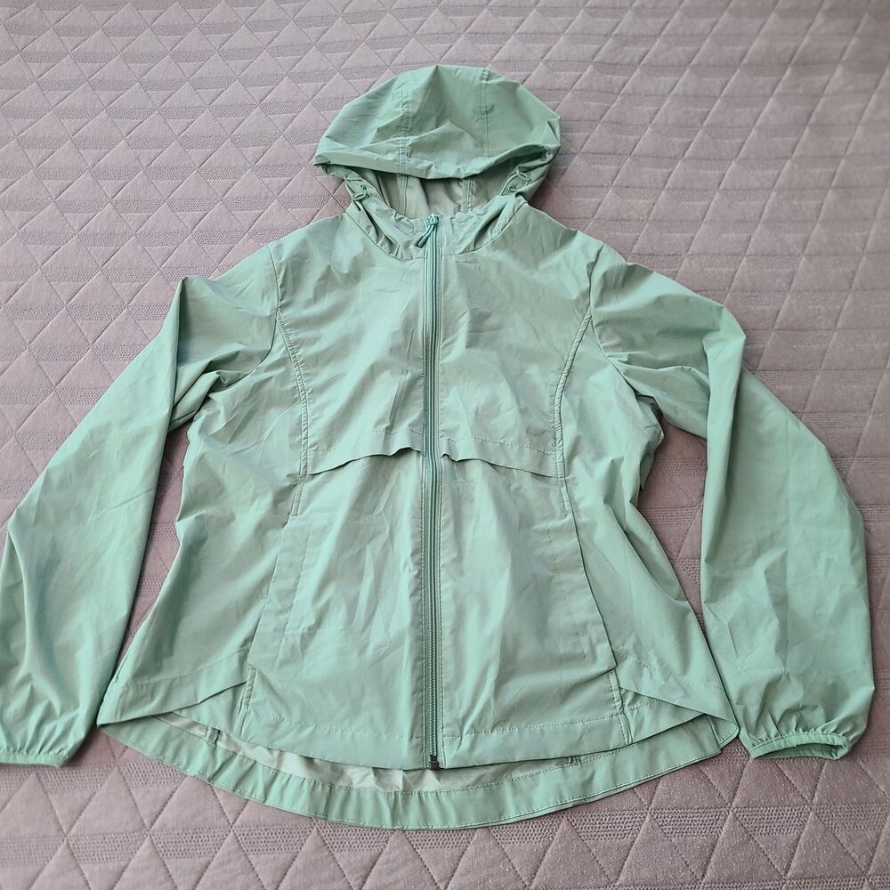Gerry Women's Rain Jacket Packable Lightweight Full Zip Mint Green Size Medium